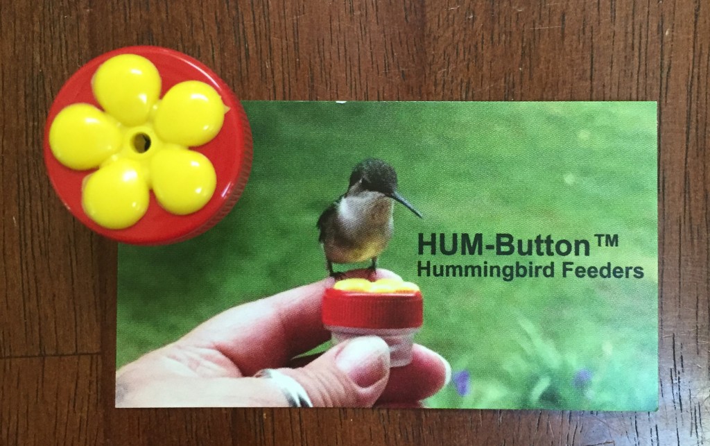 HUM-Button, hand-held hummingbird feeder